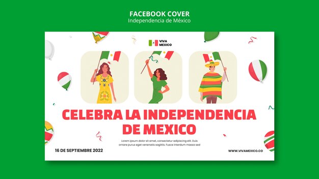 plantilla de diseño plano del día de la independencia de México