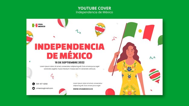 plantilla de diseño plano del día de la independencia de México