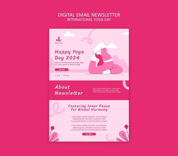 PSD gratuito plantilla de diseño plano del día internacional del yoga