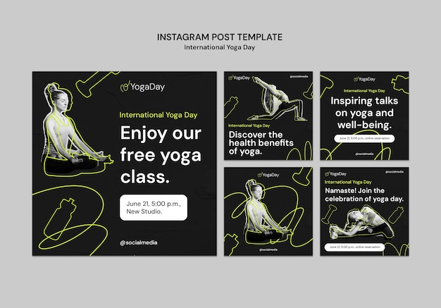 PSD gratuito plantilla de diseño plano del día internacional del yoga