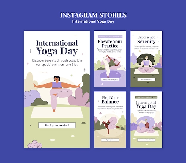 plantilla de diseño plano del día internacional del yoga