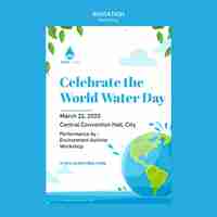 PSD gratuito plantilla de diseño plano del día mundial del agua