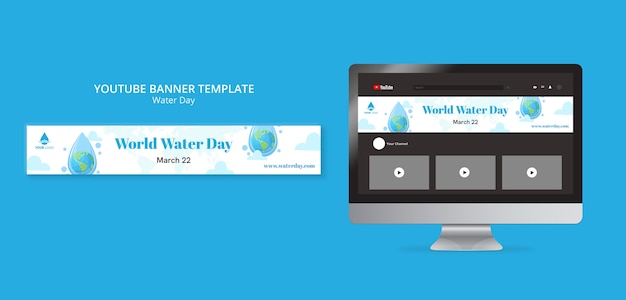 PSD gratuito plantilla de diseño plano del día mundial del agua