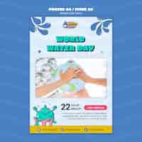 PSD gratuito plantilla de diseño plano del día mundial del agua