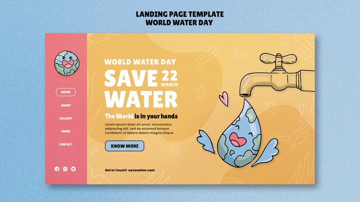 PSD gratuito plantilla de diseño plano del día mundial del agua