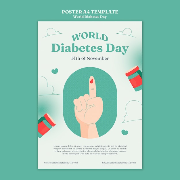 PSD gratuito plantilla de diseño plano del día mundial de la diabetes