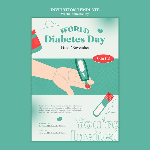 PSD gratuito plantilla de diseño plano del día mundial de la diabetes