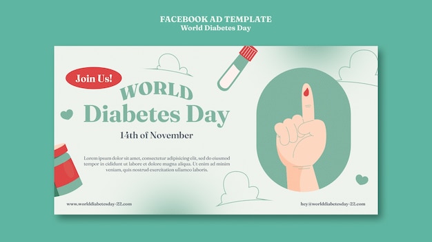 PSD gratuito plantilla de diseño plano del día mundial de la diabetes