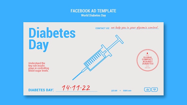 Plantilla de diseño plano del día mundial de la diabetes