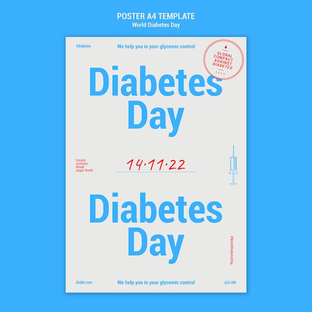 PSD gratuito plantilla de diseño plano del día mundial de la diabetes