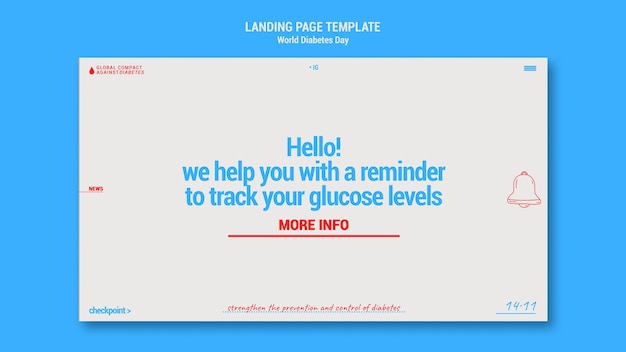 PSD gratuito plantilla de diseño plano del día mundial de la diabetes