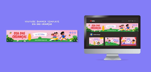 PSD gratuito plantilla de diseño plano del día del niño en brasil