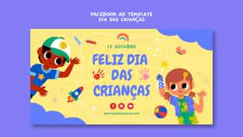 PSD gratuito plantilla de diseño plano del día del niño en brasil