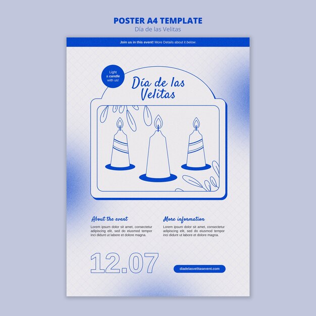 Plantilla de diseño plano dia de la velitas