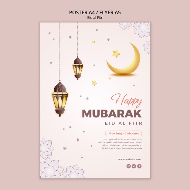 plantilla de diseño plano de eid al-fitr