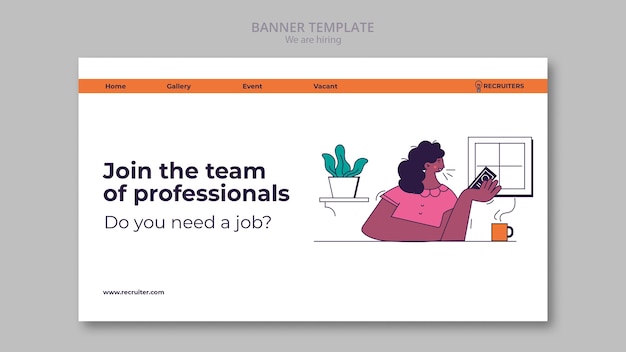 Plantilla de diseño plano estamos contratando