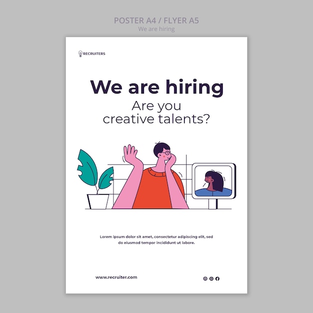 Plantilla de diseño plano estamos contratando