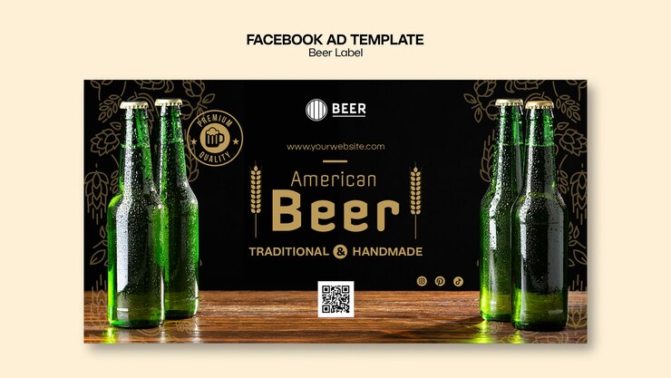 PSD gratuito plantilla de diseño plano de etiqueta de cerveza para facebook