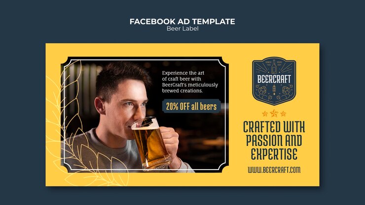 PSD gratuito plantilla de diseño plano de etiqueta de cerveza para facebook