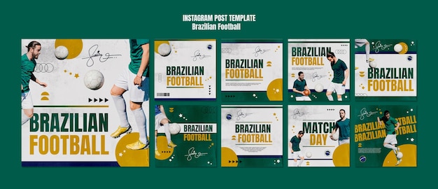 PSD gratuito plantilla de diseño plano de fútbol brasileño.