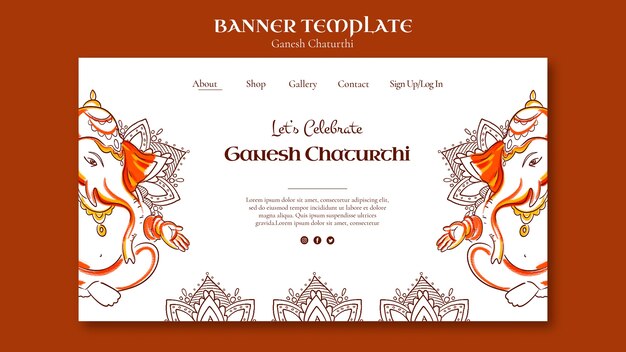 Plantilla de diseño plano de ganesh chaturthi