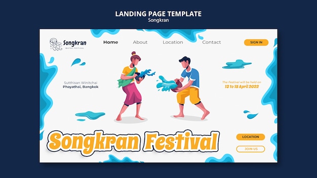 Plantilla de diseño plano songkran
