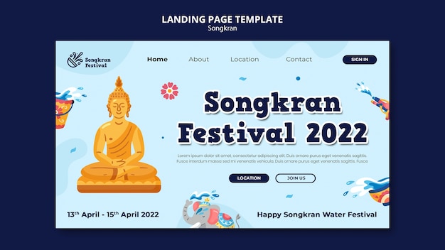 PSD gratuito plantilla de diseño plano songkran