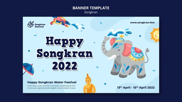 Plantilla de diseño plano songkran