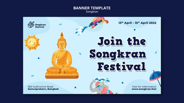 Plantilla de diseño plano songkran
