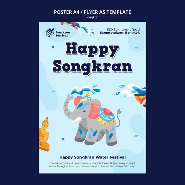 Plantilla de diseño plano songkran
