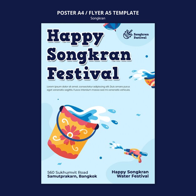 Plantilla de diseño plano songkran