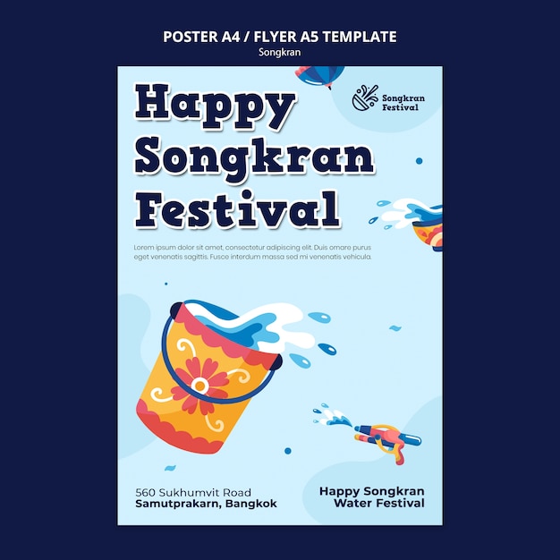 Plantilla de diseño plano songkran