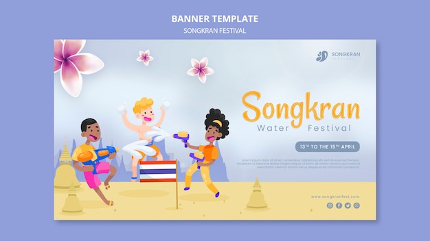 Plantilla de diseño plano songkran