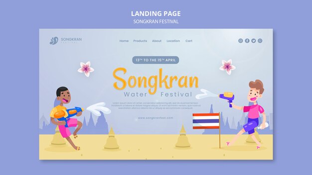 Plantilla de diseño plano songkran