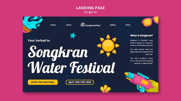 Plantilla de diseño plano songkran