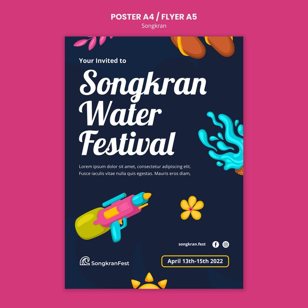 Plantilla de diseño plano songkran