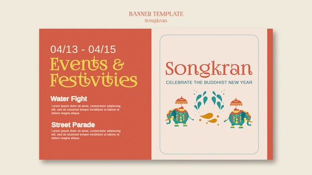 PSD gratuito plantilla de diseño plano songkran