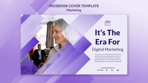 PSD gratuito plantilla de diseño de portada de facebook de marketing degradado