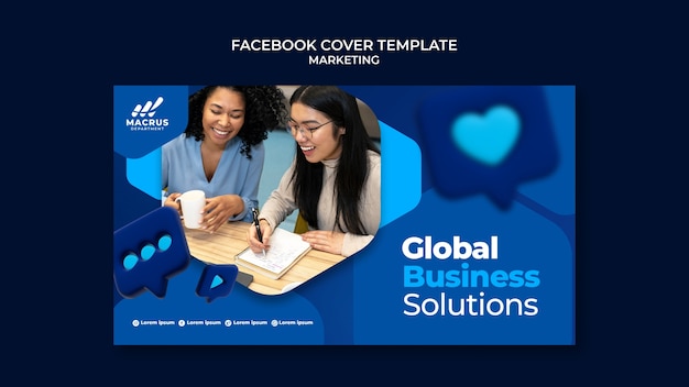 Plantilla de diseño de portada de facebook de marketing degradado