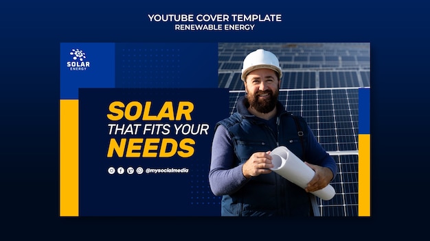 PSD gratuito plantilla de diseño de portada de youtube de energía renovable