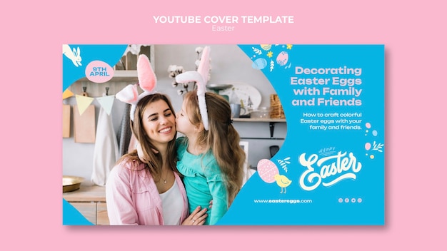 PSD gratuito plantilla de diseño de portada de youtube de pascua