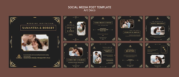 PSD gratuito plantilla de diseño de poste de redes sociales art deco