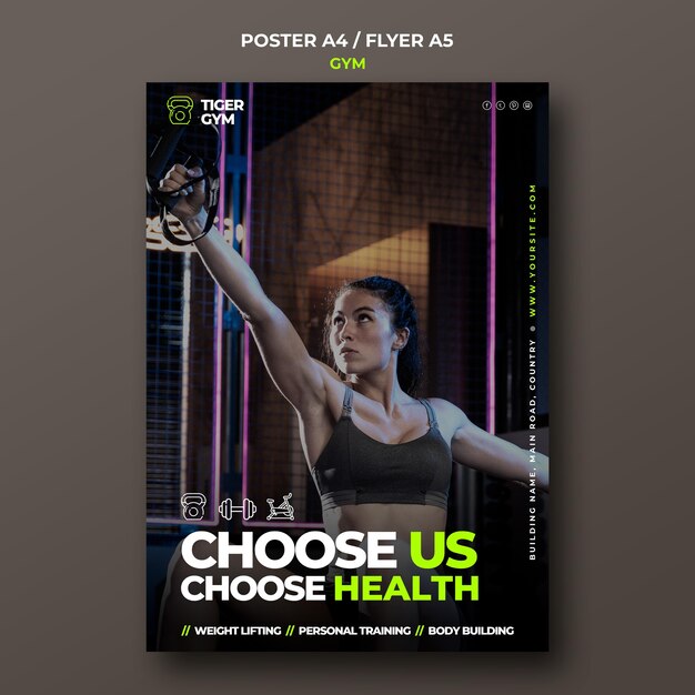plantilla de diseño de póster de gimnasio