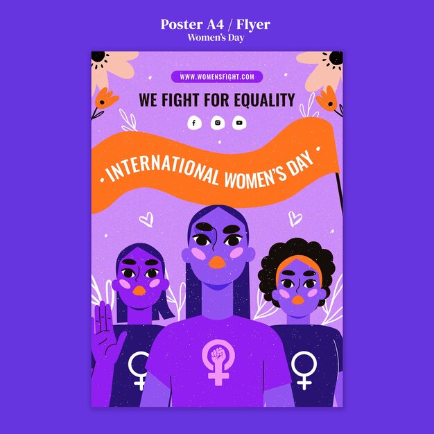 Plantilla de diseño de póster o volante del día de la mujer