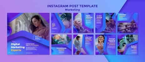 PSD gratuito plantilla de diseño de publicación de instagram de marketing degradado