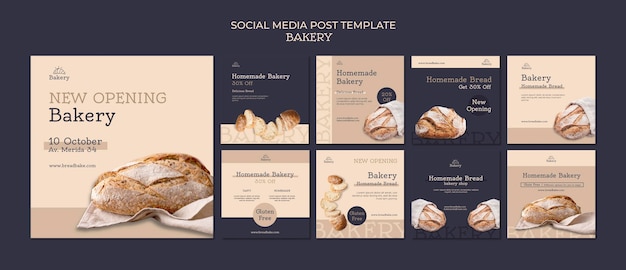 Plantilla de diseño de publicación de redes sociales de panadería