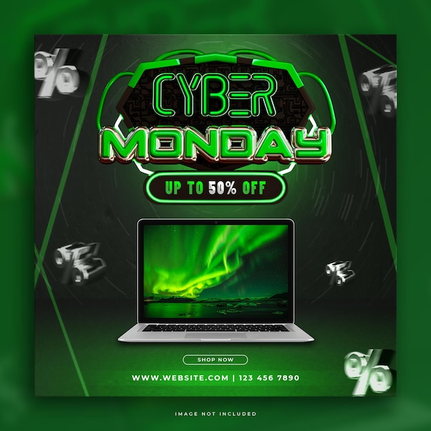 Plantilla de diseño de publicación en redes sociales de venta de descuento de cyber monday