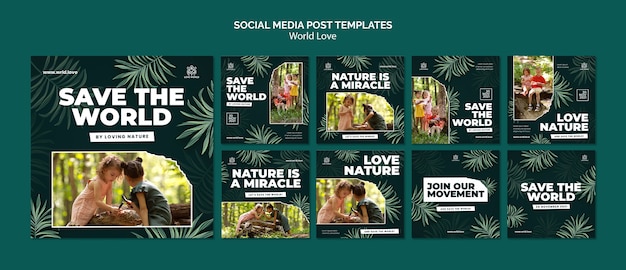 PSD gratuito plantilla de diseño de publicaciones de instagram de amor mundial