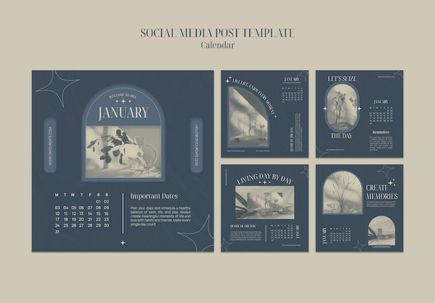 Plantilla de diseño de publicaciones de instagram de calendarios