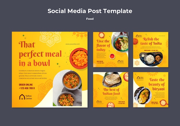 PSD gratuito plantilla de diseño de publicaciones de instagram de comida